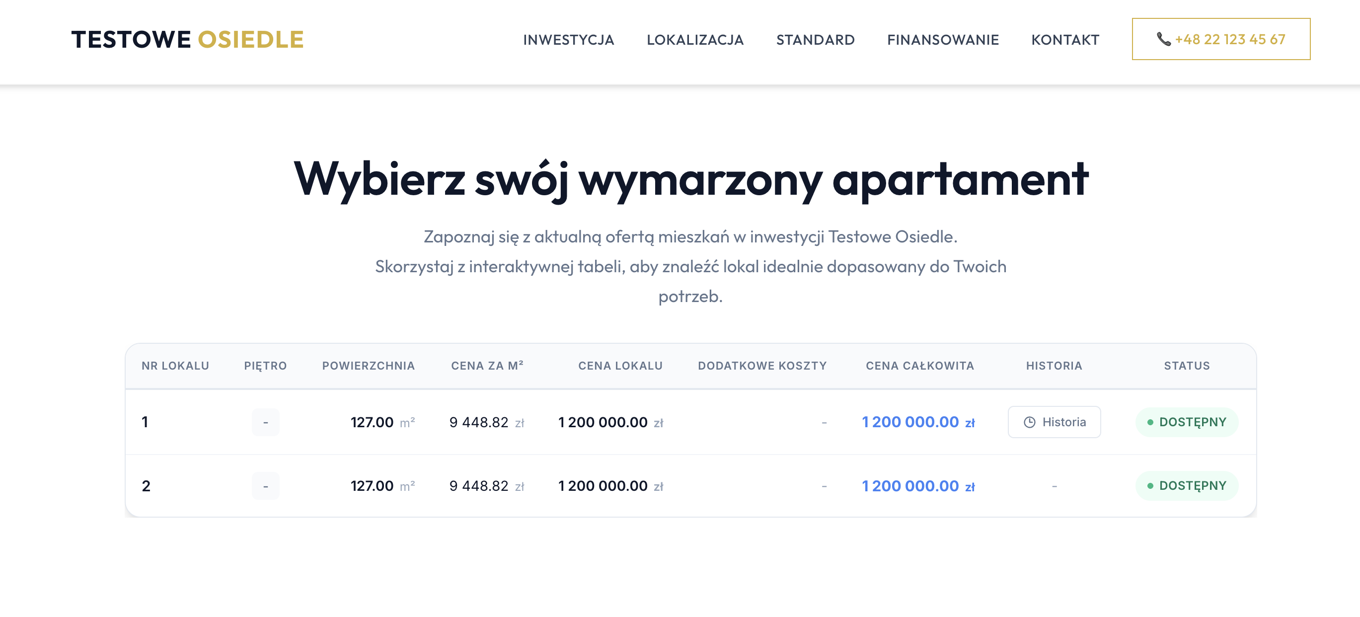 Przykładowy widok widgetu na stronie klienta